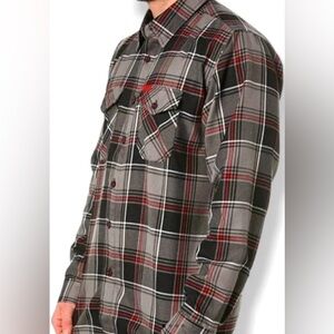 DIXXON Gray and Red Plaid Button Down Shirt